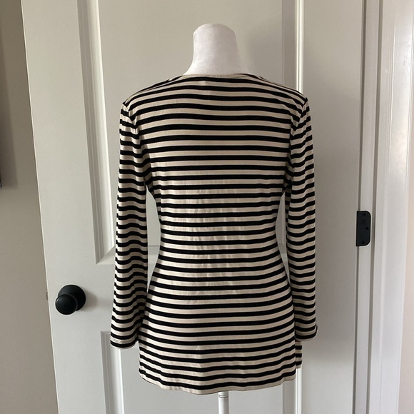 Banana Republic medium top crossover black tan v-neck Rouching - Picture 7 of 10